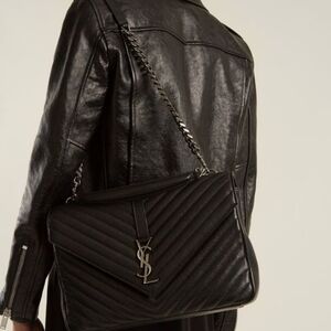 Like NEW! Saint Laurent College YSL Chevon Large Flap Bag